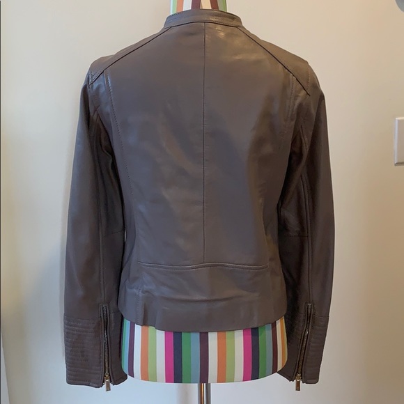 Mango taupe leather moto jacket - Picture 2 of 5